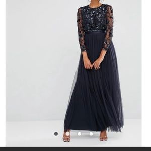 Needle and Thread Long Sleeve Navy Gown